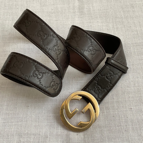 Gucci Guccissima Embossed Brown Leather Gg Marmont Belt Size 90/36 Made in Italy - Picture 1 of 13